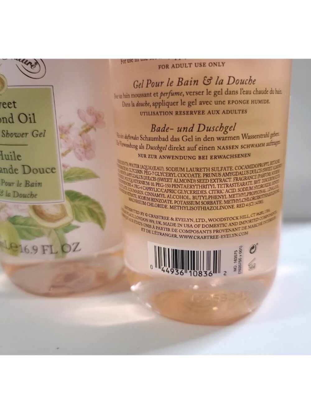 Lot of 2 Crabtree & Evelyn Sweet Almond Oil Bath & Shower Gel 16.9 fl oz NEW - Picture 2 of 4